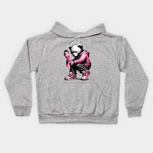 Breast Cancer Awareness Teddy Bear Kids Hoodie